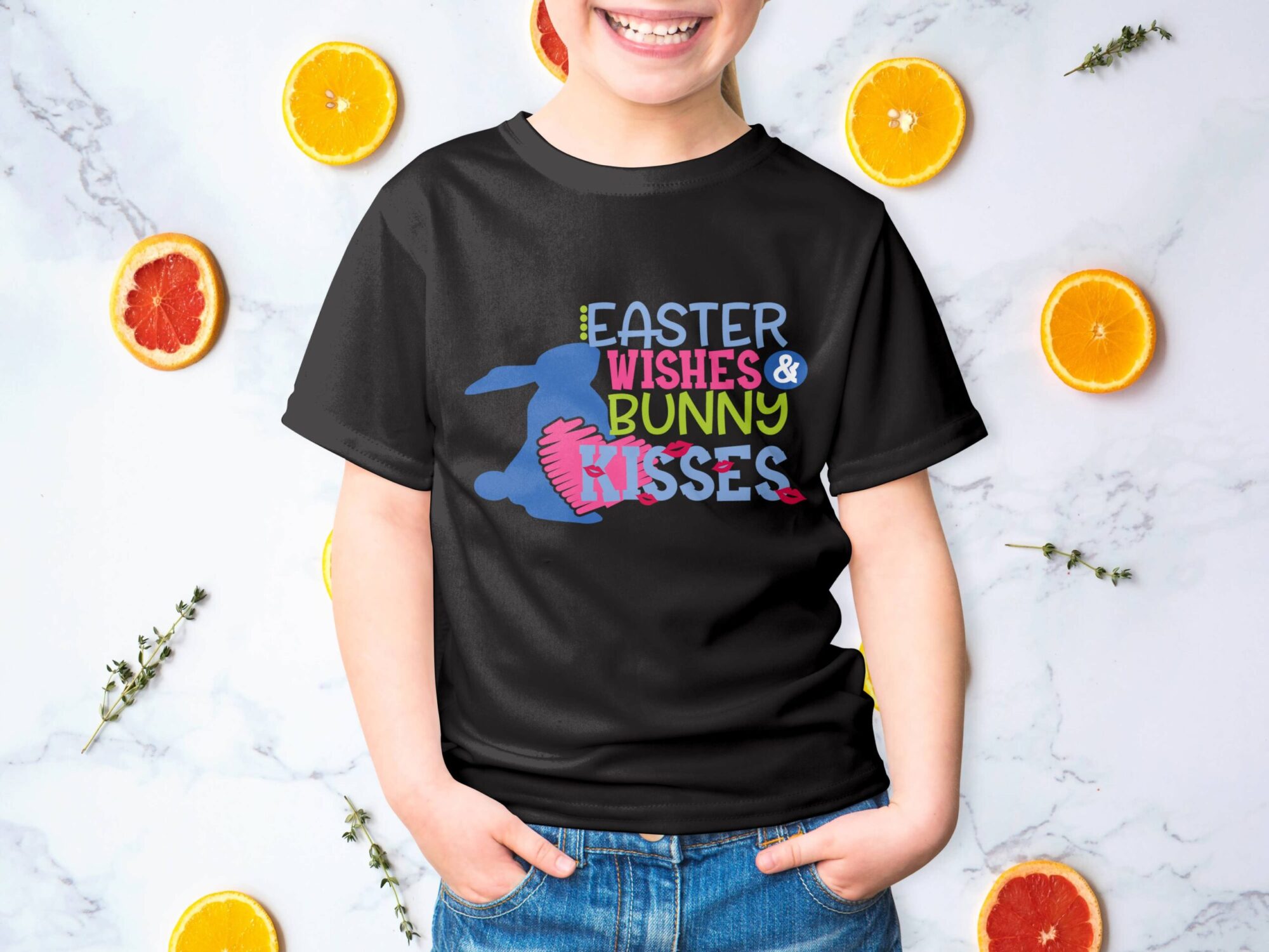 Easter-Wishes-And-Bunny-Kisses_compressed Easter - Easter Wishes Bunny Kisses Youth Short Sleeve T-Shirt - Image 1