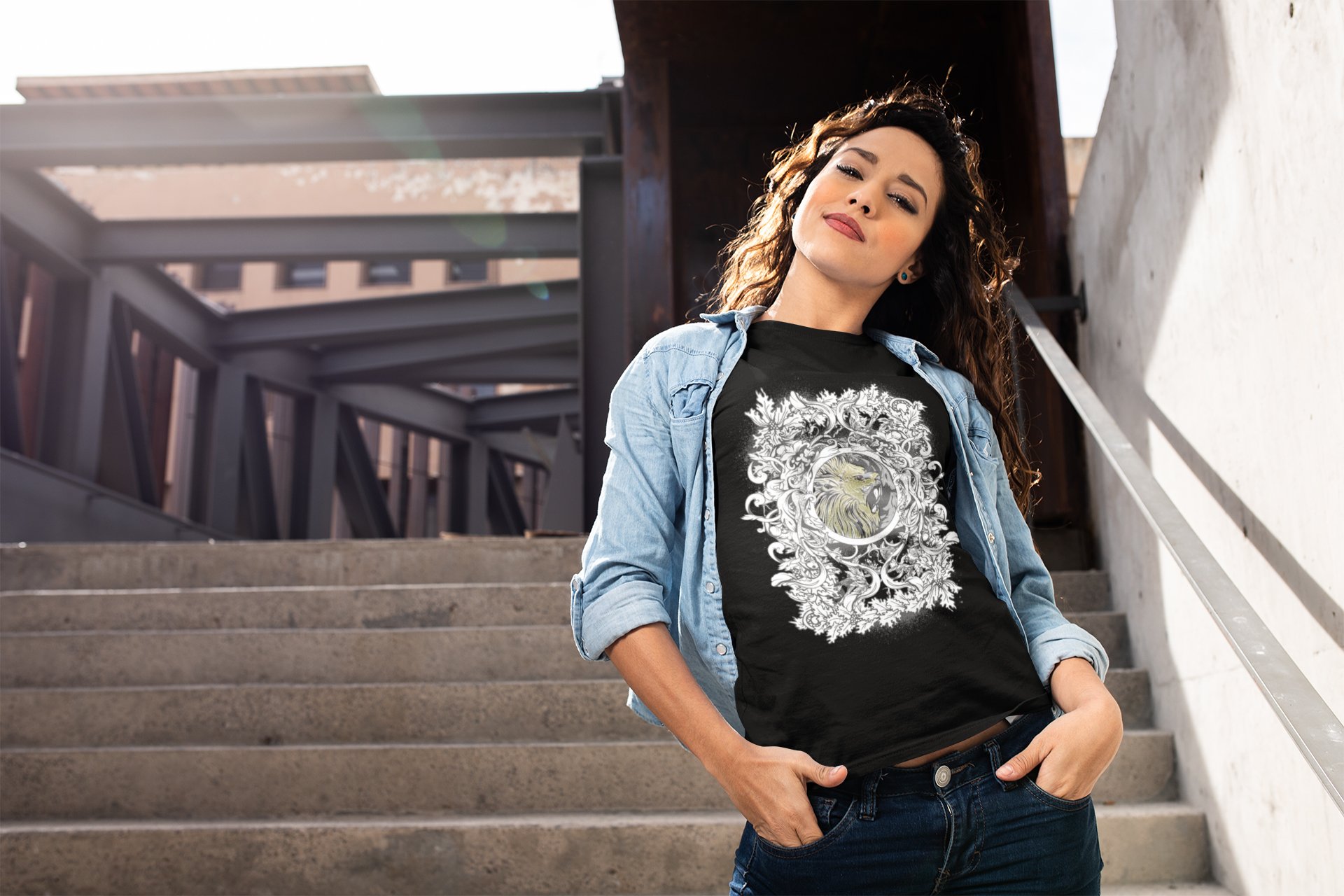 mockup-of-a-woman-with-curly-hair-wearing-a-tee-24652