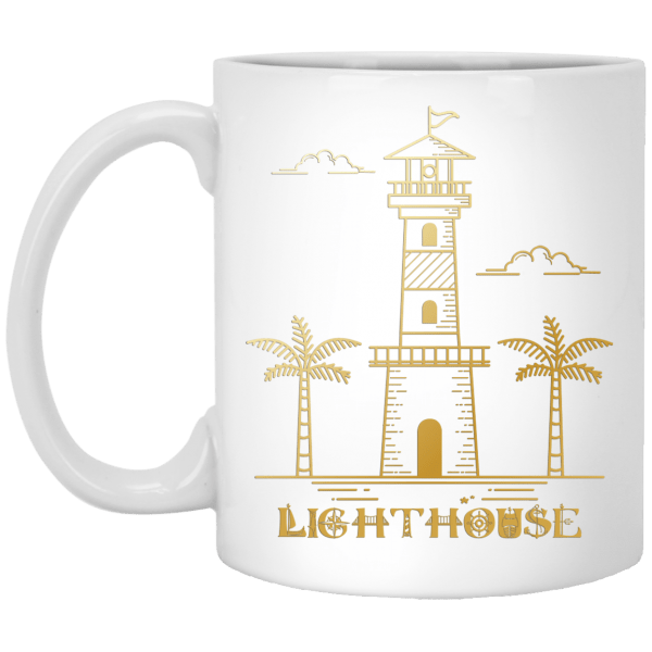 Lighthouse With Tree White Mug