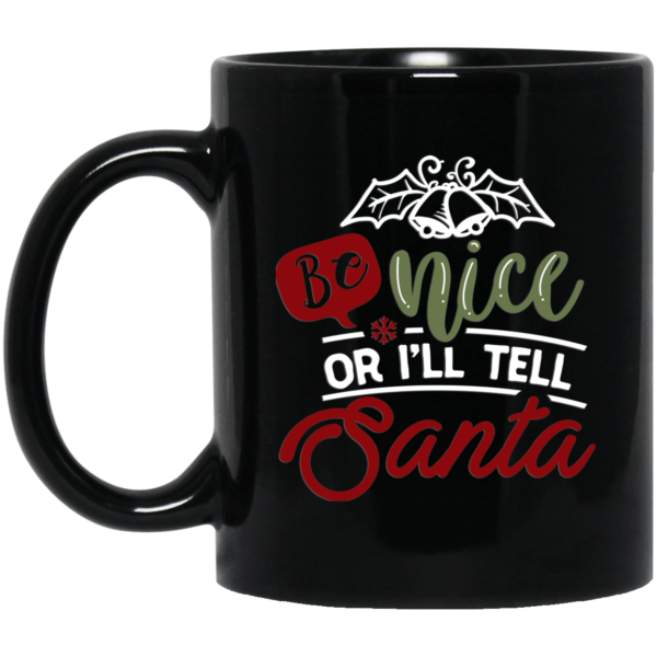 Be Nice Christmas Black Mug