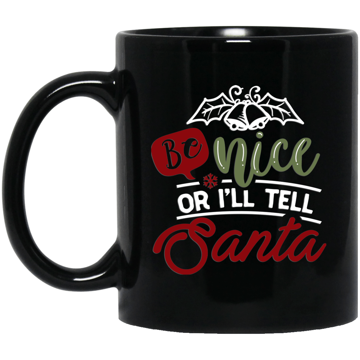 Be Nice Christmas Black Mug