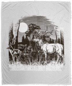 Moon With Deer Cozy Fleece Blanket 50x60