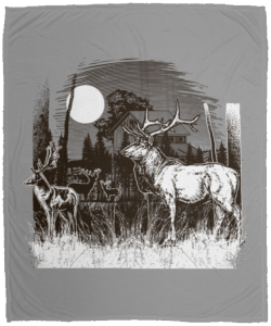 Moon With Deer Cozy Fleece Blanket 50x60