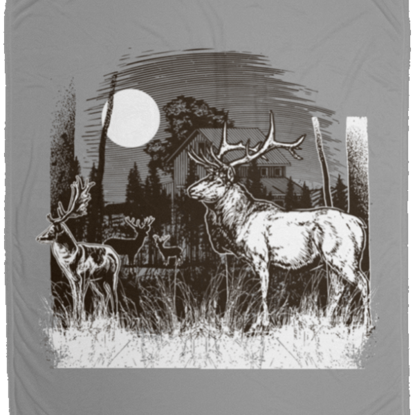 Moon With Deer Cozy Fleece Blanket 50x60