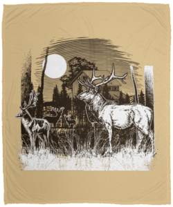 Moon With Deer Cozy Fleece Blanket 50x60