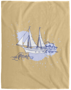 Attractive Ship Print Fleece Blanket