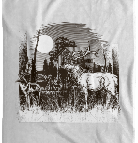 Moonlight Night With Deer Fleece Blanket