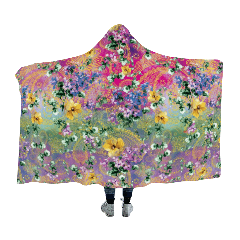 Paisley With Flower Hooded Blanket