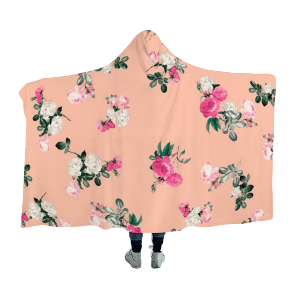 Pink Flower Hooded Blanket