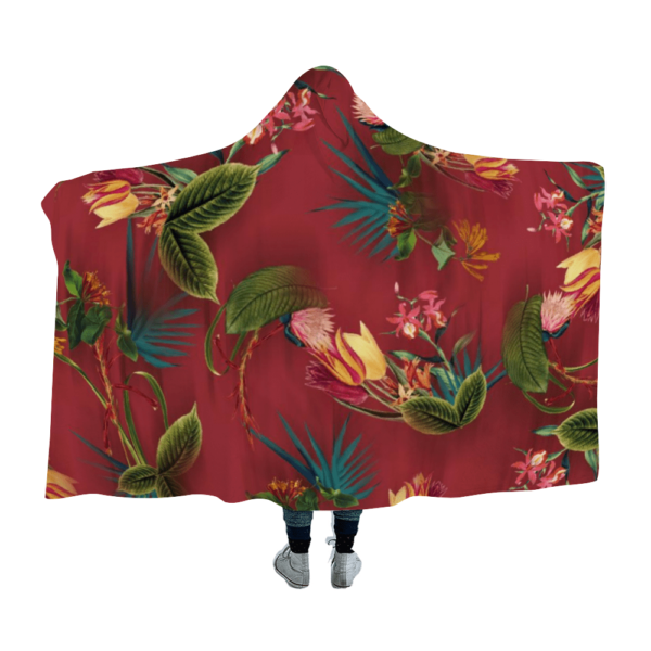 Floral Print Hooded Blanket