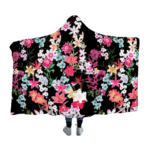 Classy Black Floral Hooded Blanket